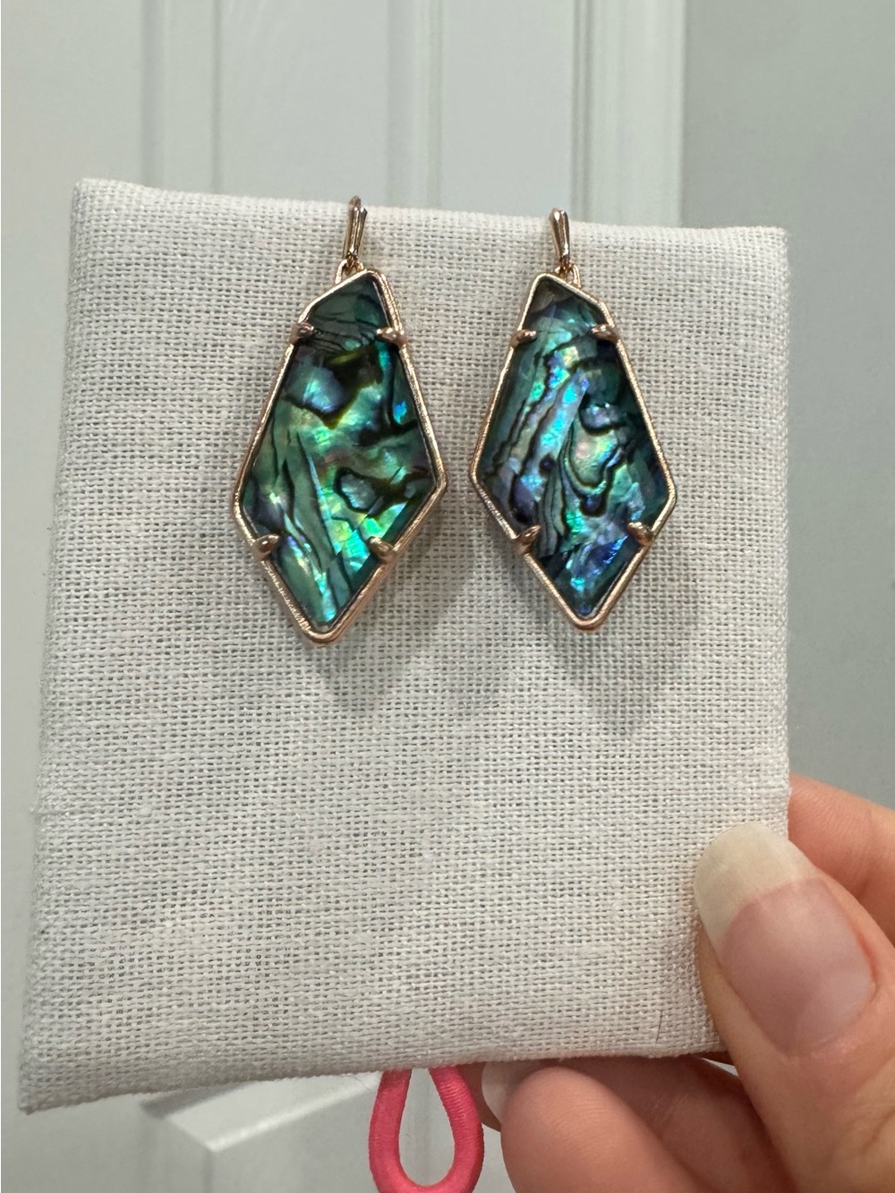 NWOT Kendra Scott Emmie Drop Earrings Abalone Shell Drop Earrings Rose Gold